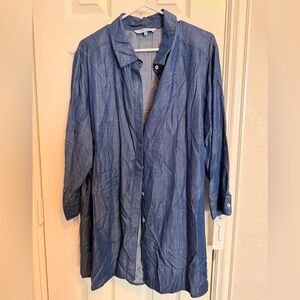🏷 Foxcroft NYC Chambray Button-Down Shirt – Plus Size 20W